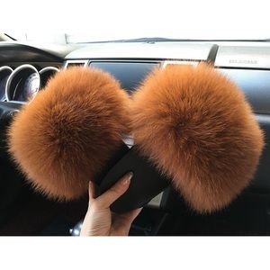 NEW! Real Fox Fur Slides / Fur Slippers